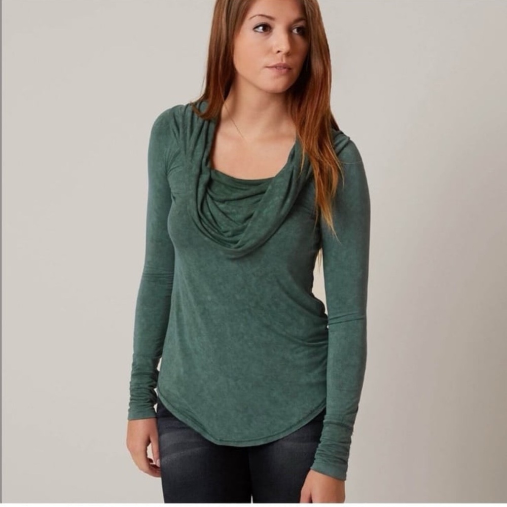 We The Free Forest Green Draped Blouse